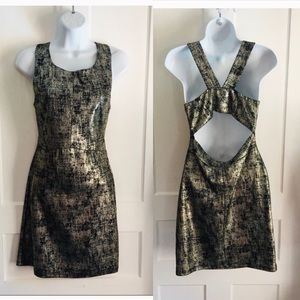 Alythea gold mini dress open back